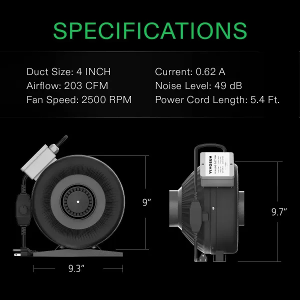 VIVOSUN Ventilation Kit 8 Inch 740 CFM Inline Duct Fan with 8" x 22" Carbon Filter Odor Control System with Australia Virgin Charcoal for Grow Tent Ventilation