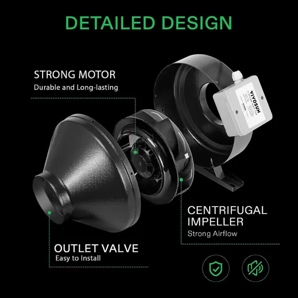 VIVOSUN Ventilation Kit 8 Inch 740 CFM Inline Duct Fan with 8" x 22" Carbon Filter Odor Control System with Australia Virgin Charcoal for Grow Tent Ventilation