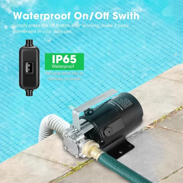 VIVOSUN Water Transfer Pump, 1/10HP 330 GPH 115V Auto Portable Utility Pump with ON/OFF Switch, Water Hose Kit for Removing Water from Gardens, Hot Tubs, Rain Barrels, Pools, Ponds, Aquariums