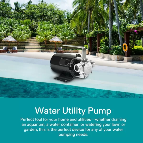 VIVOSUN Water Transfer Pump, 1/10HP 330 GPH 115V Auto Portable Utility Pump with Water Hose Kit for Removing Water From Garden, Hot Tub, Rain Barrel, Pool, Ponds, Aquariums, and More