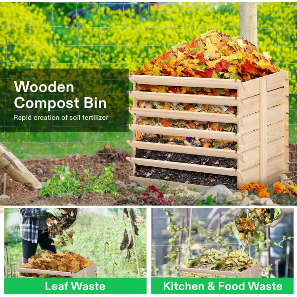 VIVOSUN Wooden Compost Bin, Removable Front Door, Easy to Setup for Backyard, Lawn 