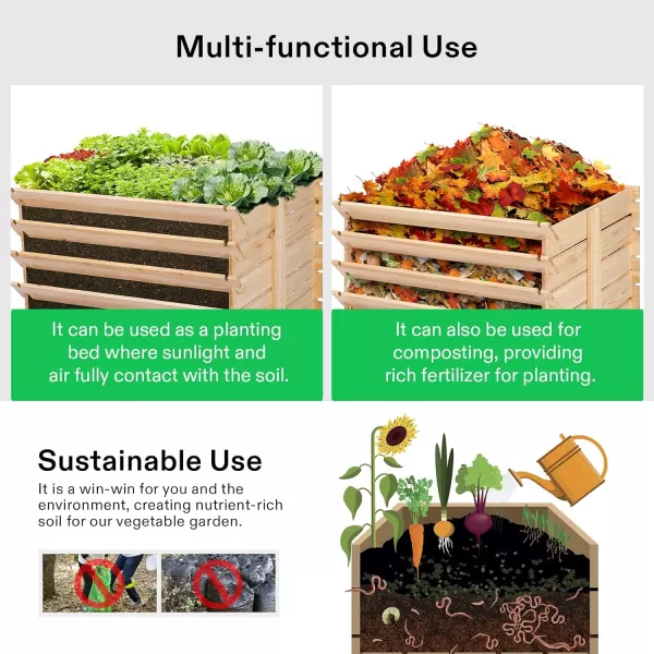 VIVOSUN Wooden Compost Bin, Removable Front Door, Easy to Setup for Backyard, Lawn 
