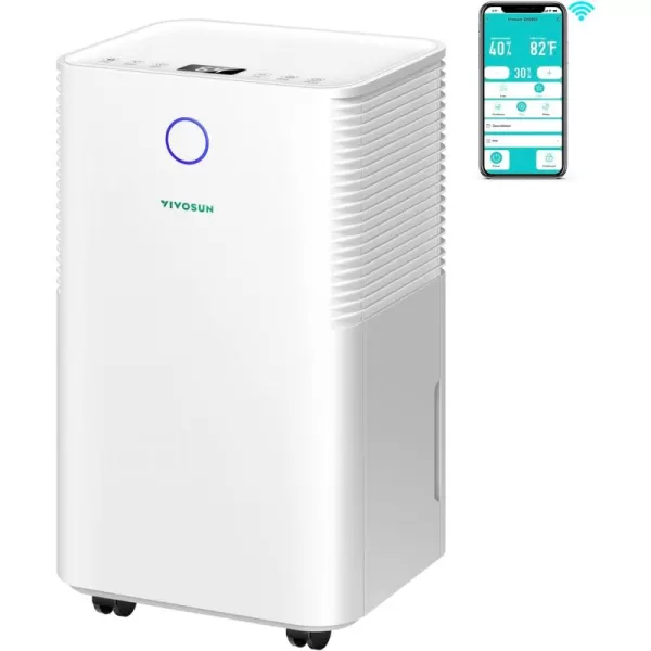 VIVOSUN 10L/23 Pint 2,000 Sq. Ft. Dehumidifier, Ultra-Quiet Auto Defrost Dehumidifier Equipped with Smart WIFI App, Color Digital Display, 24-hour Timer for Home, Basement, Bedroom