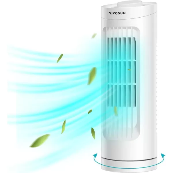 VIVOSUN 13'' Tower Fan, Bladeless Desk Fan with 3 Speeds and 70° Oscillation, Portable and Compact, Quiet Cooling Fan for Home and Office, White