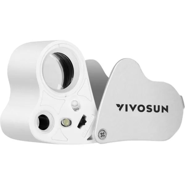 VIVOSUN 2-Pack 30X 60X Illuminated Jewelers Loupe Foldable Magnifier with LED Light for Jewelry Gems Watches Coins Stamps Antiques Black