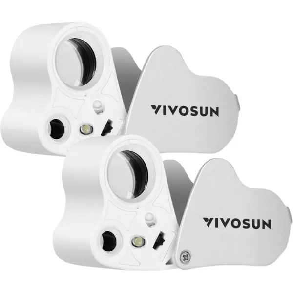 VIVOSUN 2-Pack 30X 60X Illuminated Jewelers Loupe Foldable Magnifier with LED Light for Jewelry Gems Watches Coins Stamps Antiques Black