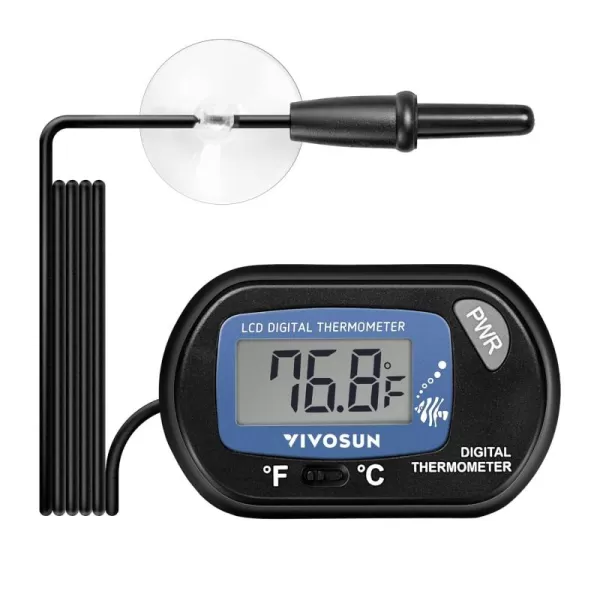 VIVOSUN 2-Pack LCD Digital Aquarium Thermometer Fish Tank Water Terrarium Temperature with Suction Cup for Turtle