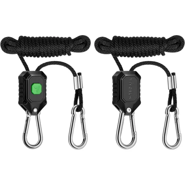 VIVOSUN 2-Pair 1/8 Inch Adjustable Grow Light Hanger, Heavy Duty Rope Hanger with Reinforced Metal Gears, 8Ft. Long and 150 lbs Weight Capacity Rope for Grow Light, Inline Fan, Filters