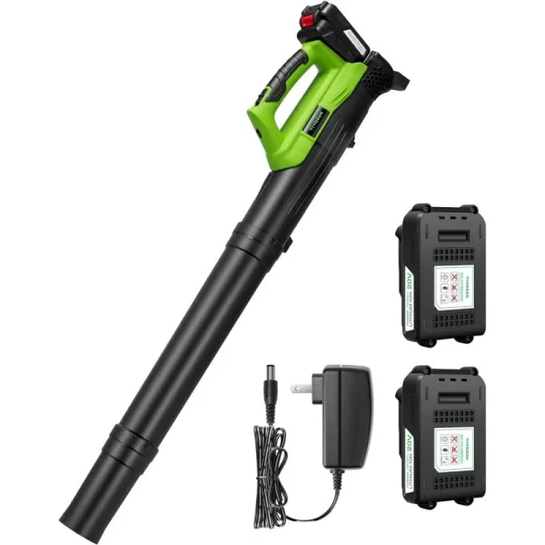 VIVOSUN 20V 2.0Ah Cordless Leaf Blower, 130CFM 6 Speed Mode, 2Pcs Batteries and Fast Charger Included, Lightweight Electric Blower for Patio, Yard, Sidewalk, Snow
