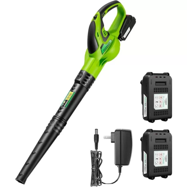 VIVOSUN 20V 2.0Ah Cordless Leaf Blower, 130CFM 6 Speed Mode, 2Pcs Batteries and Fast Charger Included, Lightweight Electric Blower for Patio, Yard, Sidewalk, Snow