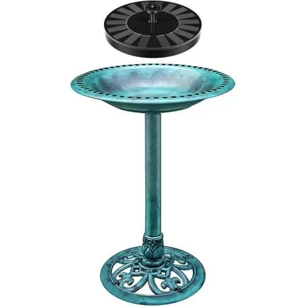 VIVOSUN 28” Solar Bird Bath, Solar Powered Pond Fountain Combo Set for Outdoors, Gardens, Patio, Yard, Deck, Golden