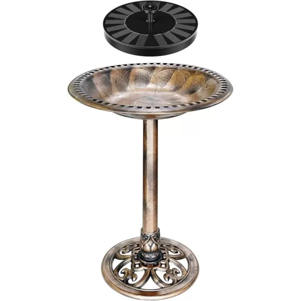 VIVOSUN 28” Solar Bird Bath, Solar Powered Pond Fountain Combo Set for Outdoors, Gardens, Patio, Yard, Deck, Golden