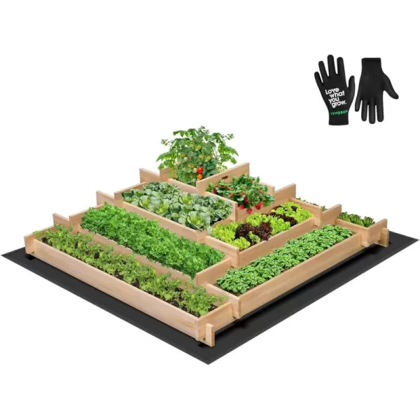 VIVOSUN 3-Tier Wooden Raised Garden Bed, 48 x 48 x 21 Inches, Outdoor Wood Planter Kit for Plants, Herbs, and Vegetables for Garden, Patio, Balcony, Backyard and Outdoors