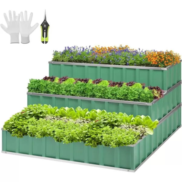 VIVOSUN 38 x 20.5 x 33-Inch Raised Garden Bed, Metal Mobile Elevated Planter Box with Wheels and Storage Shelf for Outdoor Planting