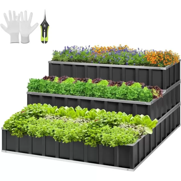 VIVOSUN 38 x 20.5 x 33-Inch Raised Garden Bed, Metal Mobile Elevated Planter Box with Wheels and Storage Shelf for Outdoor Planting