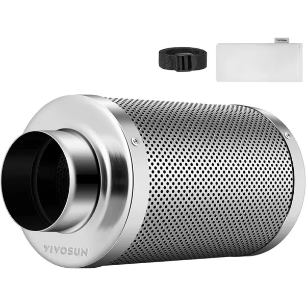 VIVOSUN 4 Inch Air Carbon Filter Smellines Control with Australia Virgin Charcoal for Inline Duct Fan, Grow Tent, Pre-filter Included, Reversible Flange 4" x 12"