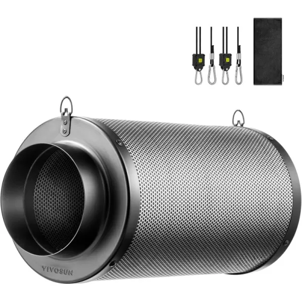 VIVOSUN 4 Inch Air Carbon Filter Smelliness Control with Australia Virgin Charcoal for Inline Fan, Grow Tent Smelliness Scrubber, Pre-Filter Included, Reversible Flange 4" x 12", Black