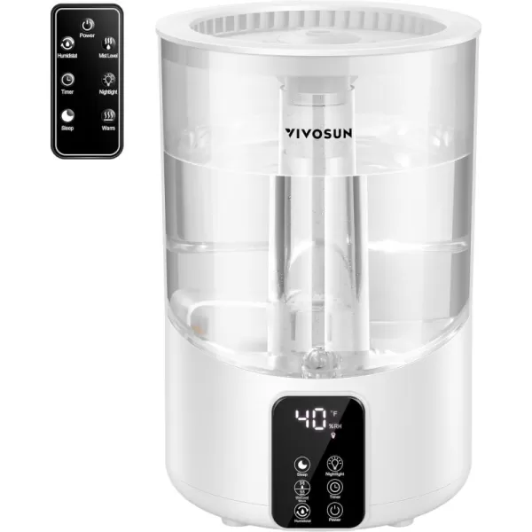 VIVOSUN 4L Air Humidifier, 2-in-1 Top Fill Cool &amp; Warm Mist Humidifier, Indoor Ultrasonic Humidifier with Essential Oil Box &amp; Remote Control for Bedrooms, Offices, Plants, Babies