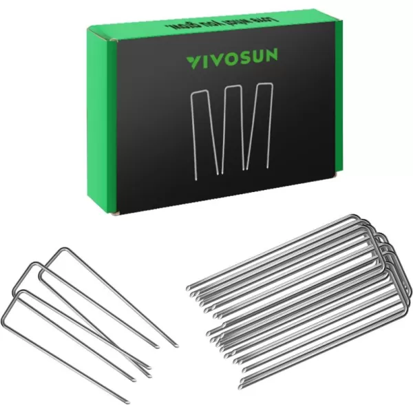 VIVOSUN 50 PCS 5.5 Inch Garden Stakes Landscape Staples U-Shaped Pins for Barrier Fabric, Ground Cover, Soaker Hose, Irrigation Tubing, Invisible Dog Fence