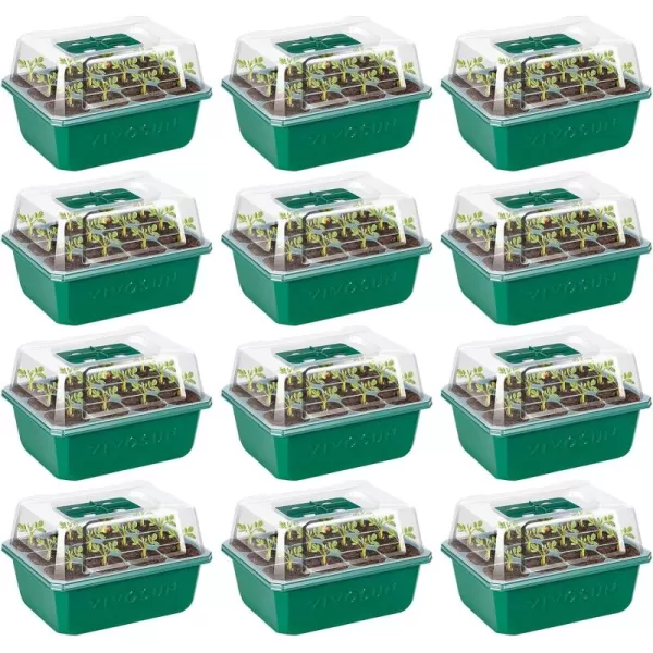 VIVOSUN 6-Pack Seed Starter Trays with 10"x20.75" Seedling Heat Mat, Self-Adjusting Dual Digital Display Temperature Controller, 72-Cell Seed Starter Kit with Humidity Dome, Reusable Propagation Trays