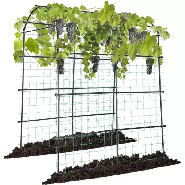 VIVOSUN 7Ft. Arch Trellis for Climbing Plants, 7 x 6 x 7ft Tall Metal Tunnel Trellis, Lightweight Metal Plant Support Archway with Nylon Netting for Climbing Vine, Vegetables, Fruits, Flowers, Black
