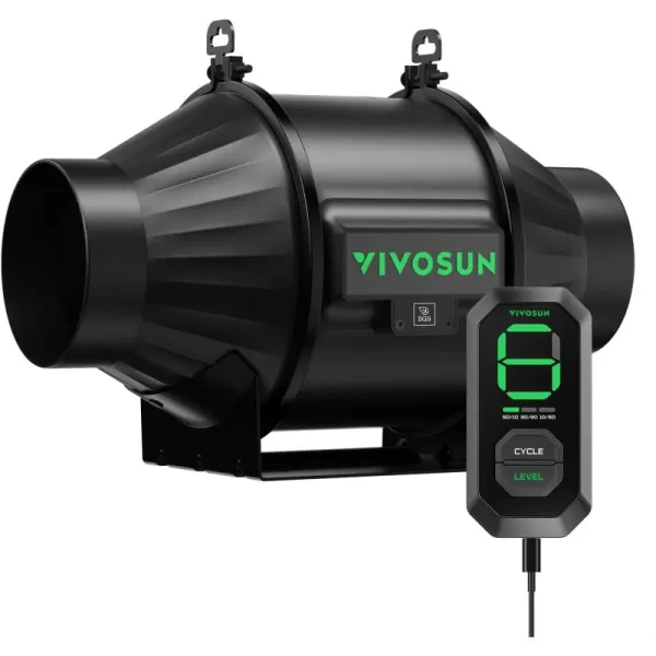 VIVOSUN AeroZesh T4 Inline Duct Fan, Quiet 4" 210 CFM Ventilation Exhaust Fan w/EC Motor and GrowHub E42A Temperature Humidity WiFi-Controller