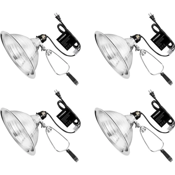 VIVOSUN Clamp Lamp Light with Detachable 8.5 Inch Aluminum Reflector up to 150 Watt E26 Socket , 6 Feet Cord, UL Listed, Pack of 2)