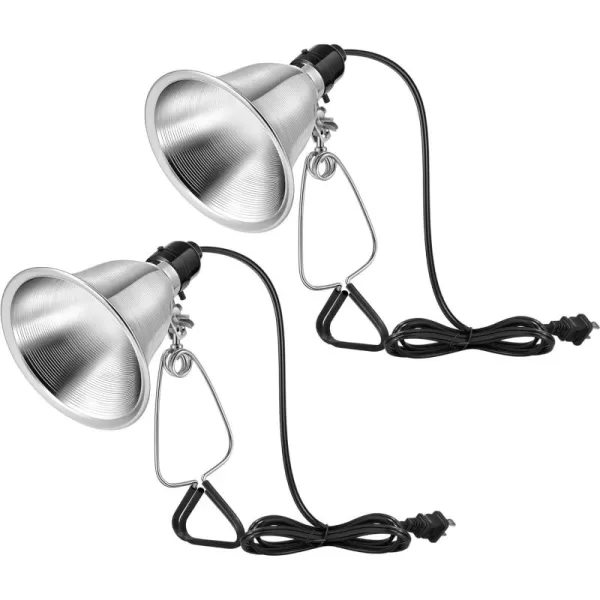 VIVOSUN Clamp Lamp Light with Detachable 8.5 Inch Aluminum Reflector up to 150 Watt E26 Socket , 6 Feet Cord, UL Listed, Pack of 2)