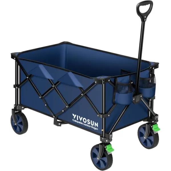 VIVOSUN Collapsible Folding Wagon, Outdoor Utility with Silent Universal Wheels, Cup Holders &amp; Side Pockets, Adjustable Handle, for Camping, Garden, Sports, Picnic, Shopping, Gray