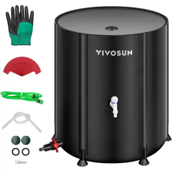 VIVOSUN Collapsible Rain Barrel, 53 Gallon with 1000D Oxford Cloth, Portable Rain Collection System, Water Barrel Collector w/Filter Spigot, Green