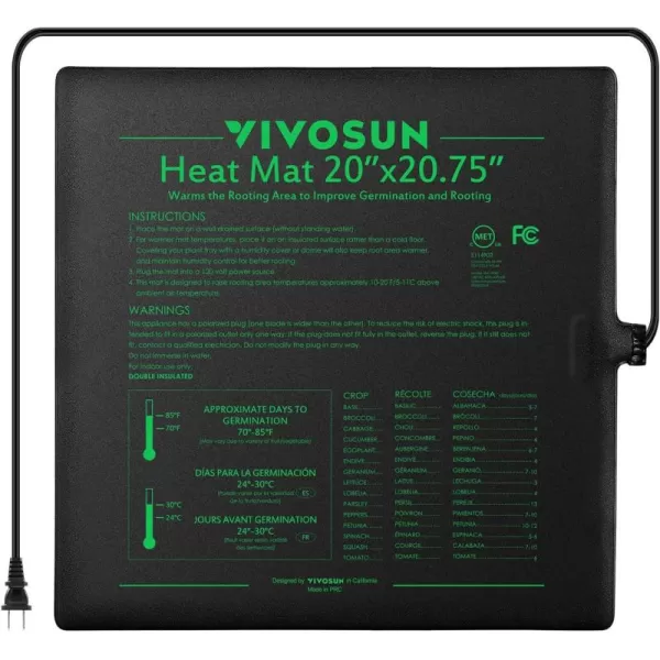 VIVOSUN Durable Waterproof Seedling Heat Mat 48" x 20.75" UL &amp; MET-Certified Warm Hydroponic Heating Pad for Germination, Indoor Gardening, Greenhouse