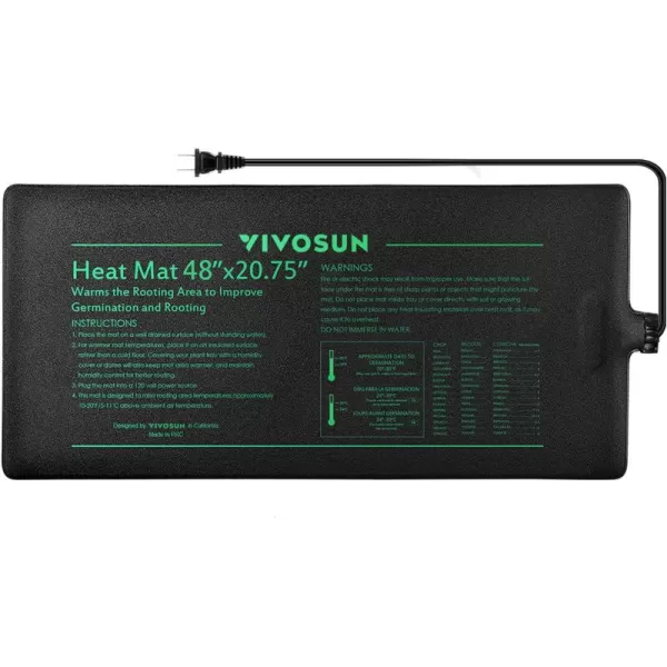 VIVOSUN Durable Waterproof Seedling Heat Mat 48" x 20.75" UL &amp; MET-Certified Warm Hydroponic Heating Pad for Germination, Indoor Gardening, Greenhouse