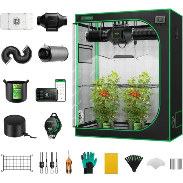 VIVOSUN GIY Smart Grow Tent System 4x4, WiFi-Integrated Grow Tent Kit, with Automate Ventilation and Circulation, Schedule Full Spectrum 200Wx2 LED Grow Light, and GrowHub E42A Controller