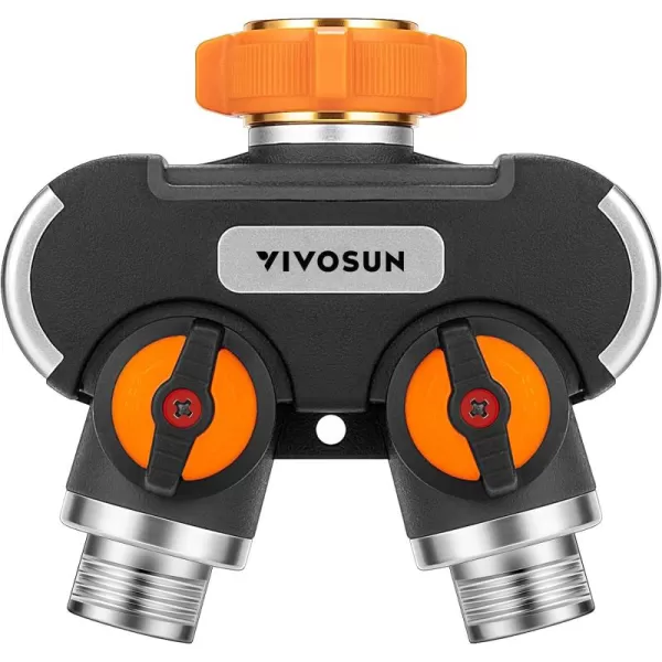 VIVOSUN Garden Hose Splitter 2 Way Heavy Duty, Upgraded Highly Durable Dual Water Hose Connector, Faucet Adapter with Comfortable Rubberized Grip for Drip Irrigation, Lawns