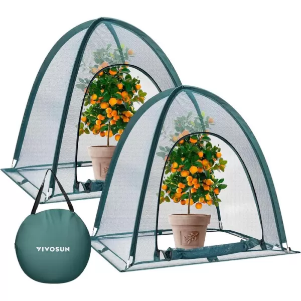 VIVOSUN Garden Netting Cover, 36 x 36 x 39 Inch Pop-up Guard Cover with Zip Entry for Plants, Vegetables, Fruits, Outdoor Run and Enclosure for Small Animals, 2-Pack, Green