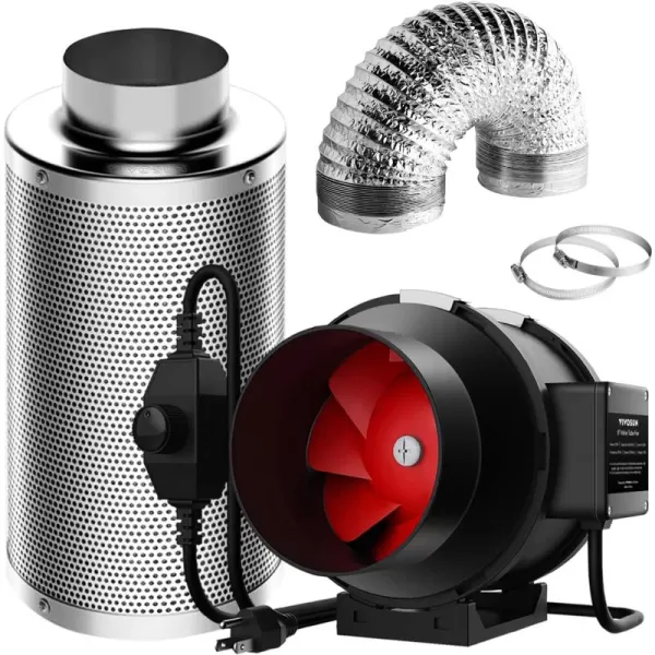 VIVOSUN Grow Tent Ventilation System, 8 Inch Inline Duct Fan with Speed Controller, 8'' Carbon Filter, and 25ft. Ducting Combo, Air Cooling and Filtration Kit for Grow Tent, Hydroponics