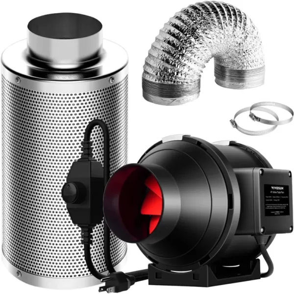 VIVOSUN Grow Tent Ventilation System, 8 Inch Inline Duct Fan with Speed Controller, 8'' Carbon Filter, and 25ft. Ducting Combo, Air Cooling and Filtration Kit for Grow Tent, Hydroponics