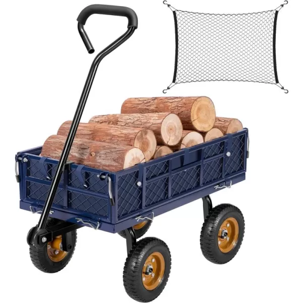VIVOSUN Heavy-Duty Steel Garden Cart, 400-Pound Capacity, Steel Utility Garden Wagon with Removable Sides, 8" Pneumatic Tires, Black