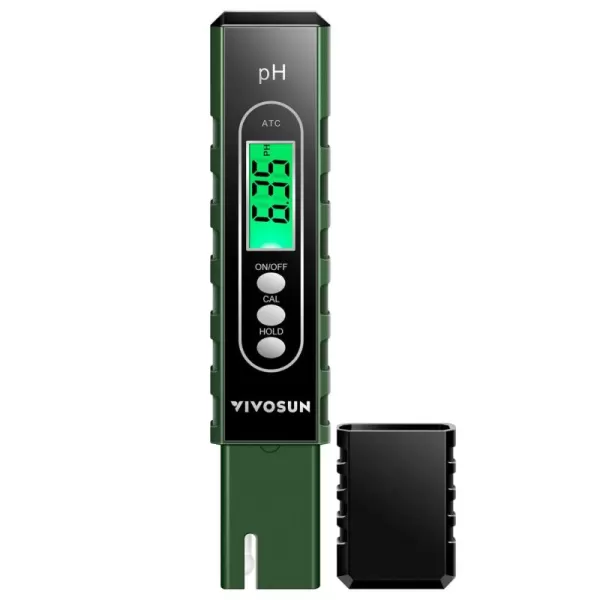 VIVOSUN PH Meter Digital PH Tester Pen 0.01 High Accuracy Water Quality Tester with 0-14 PH Measurement Range for Hydroponics, Household Drinking, Pool and Aquarium, with ATC, Orange