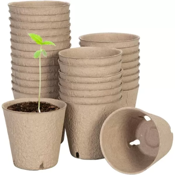 VIVOSUN Peat Pots, 30 Packs 3.15-Inch Seed Starting Pots with Drainage Holes, Round Nursery Pot, 20 Plant Labels for Flowers, Plants, Vegetables, 30Pcs