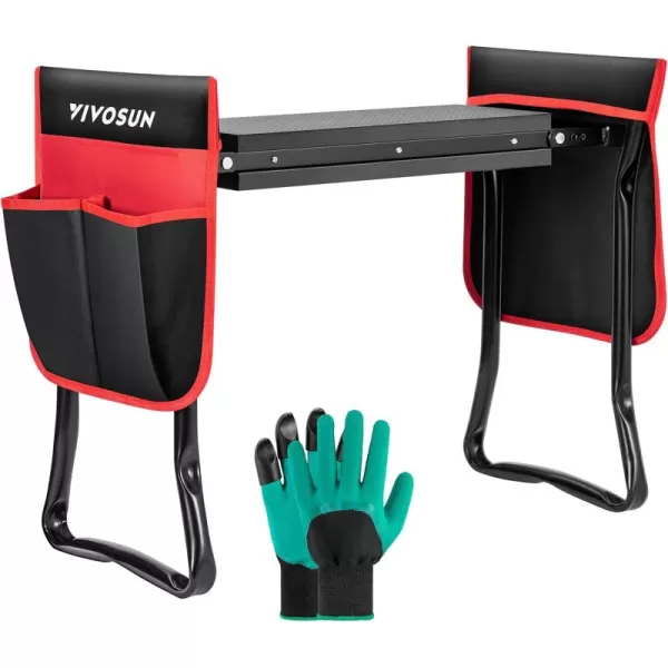 VIVOSUN Portable Garden Kneeler Seat Foldable Garden Bench with EVA Foam Pad 2 Tool Bags for Outdoor Gardening, Green