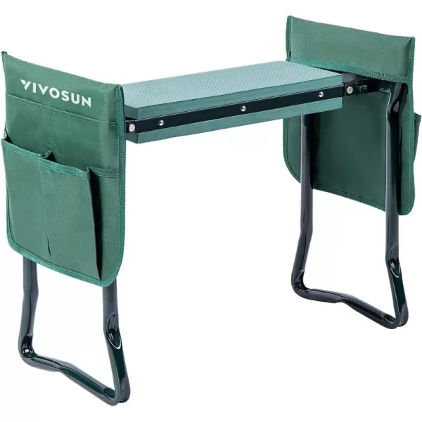VIVOSUN Portable Garden Kneeler Seat Foldable Garden Bench with EVA Foam Pad 2 Tool Bags for Outdoor Gardening, Green