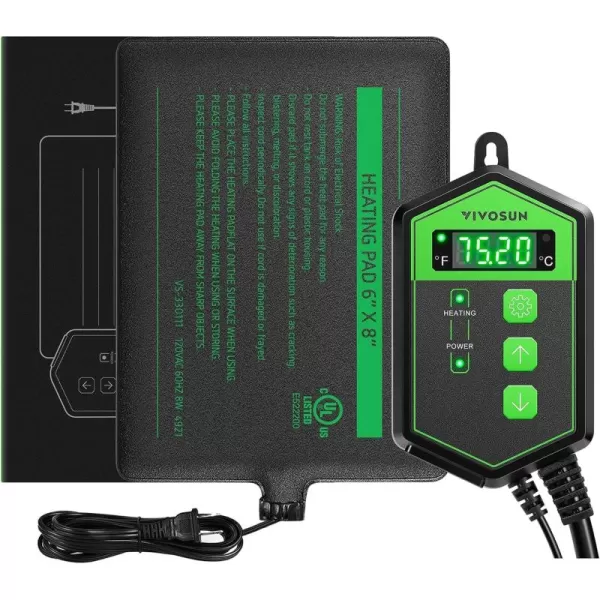 VIVOSUN Reptile Heating Pad 8x18 Inch with Thermostat Combo Under Tank Terrarium Heating Mat Waterproof for Turtles, Lizards, Frogs, and Other Reptiles
