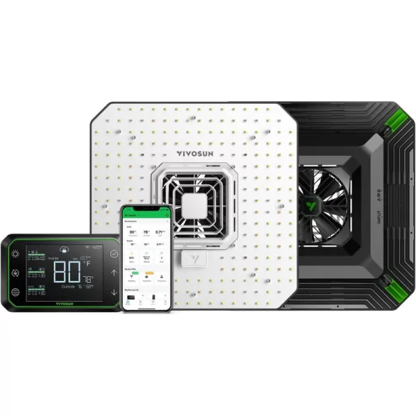 VIVOSUN Smart Grow System with The AeroLight A100, 100W LED Grow Light w/Integrated Circulation Fan &amp; The GrowHub E42 Temperature &amp; Humidity WiFi-Controller, Establish Intelligent Grow Environment