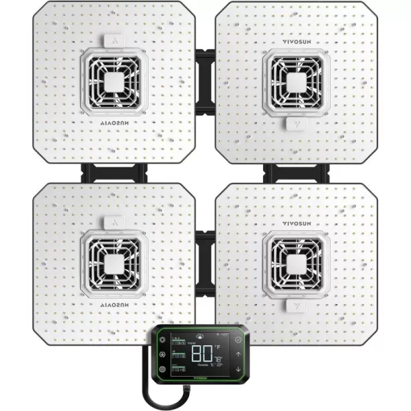 VIVOSUN Smart Grow System with The AeroLight A100, 100W LED Grow Light w/Integrated Circulation Fan &amp; The GrowHub E42 Temperature &amp; Humidity WiFi-Controller, Establish Intelligent Grow Environment