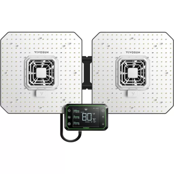 VIVOSUN Smart Grow System with The AeroLight A100, 100W LED Grow Light w/Integrated Circulation Fan &amp; The GrowHub E42 Temperature &amp; Humidity WiFi-Controller, Establish Intelligent Grow Environment