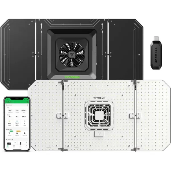 VIVOSUN Smart Grow System with The AeroLight AW200SE, 200W LED Grow Light w/Integrated Circulation Fan &amp; GrowHub Controller E25, Establish an Intelligent Grow Environment