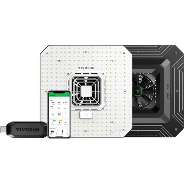 VIVOSUN Smart Grow System with The AeroLight AW200SE, 200W LED Grow Light w/Integrated Circulation Fan &amp; GrowHub Controller E25, Establish an Intelligent Grow Environment