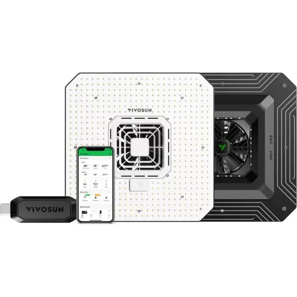 VIVOSUN Smart Grow System with The AeroLight AW200SE, 200W LED Grow Light w/Integrated Circulation Fan &amp; GrowHub Controller E25, Establish an Intelligent Grow Environment