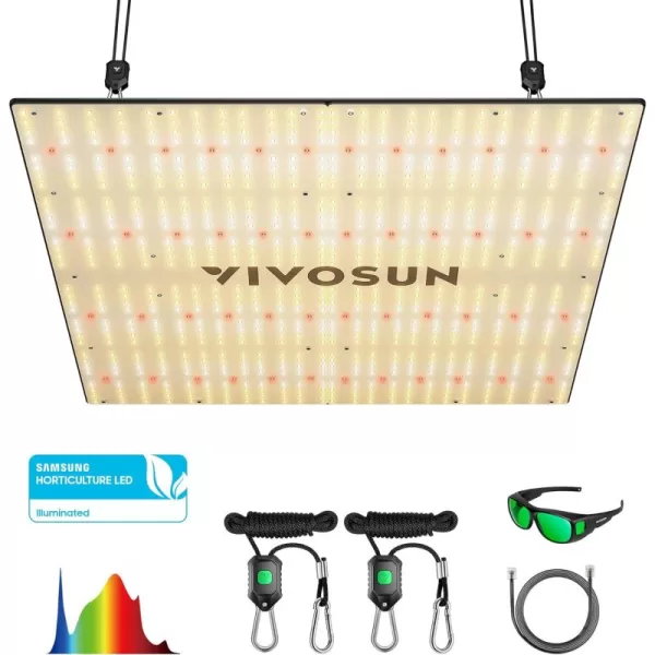 VIVOSUN VS4000 LED Grow Light with Samsung LM301 Diodes &amp; Brand Driver Dimmable Full Spectrum Sunlike Lights with Glasses for Seedling Veg &amp; Bloom Plant Lamp for 4x4/5x5 Tent